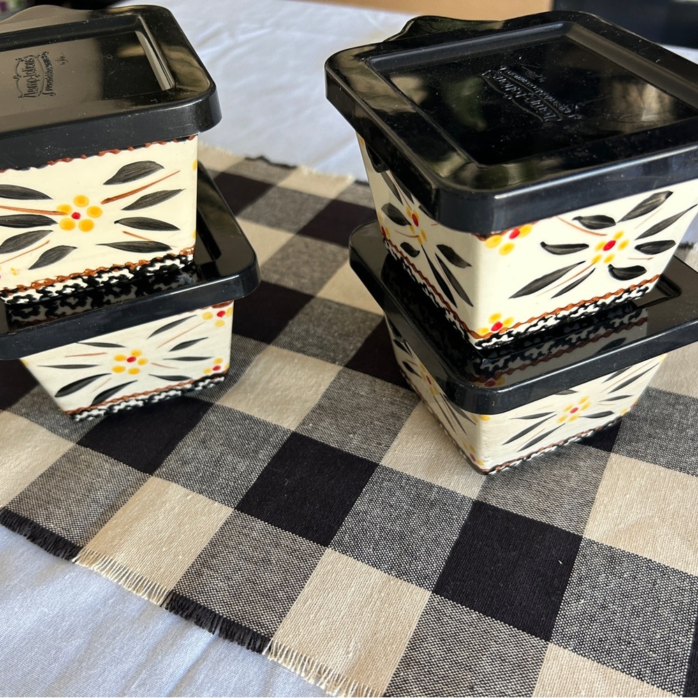 Floral Design Storage Containers with Black Lids